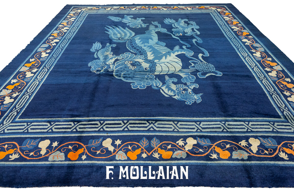Tappeto Pecchino Disegno Foo Dogs Blu Colore n°:96998490